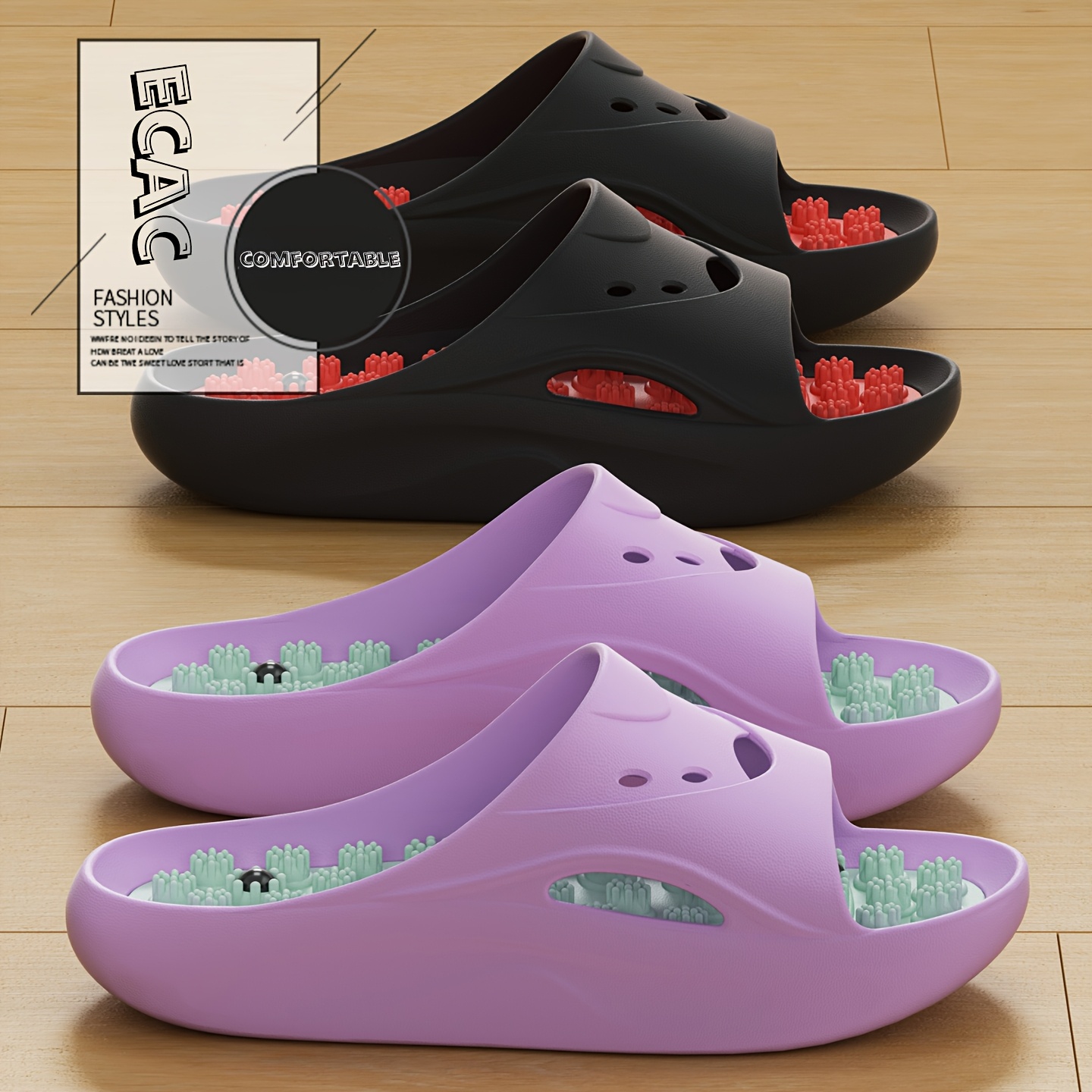Home Outdoor Bathroom - Sandal Pijat EVA Wanita Pria, Sol